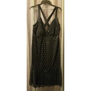 DressBarn Black Sequin Embellished Crisscross-Back Cocktail Party Dress 18W